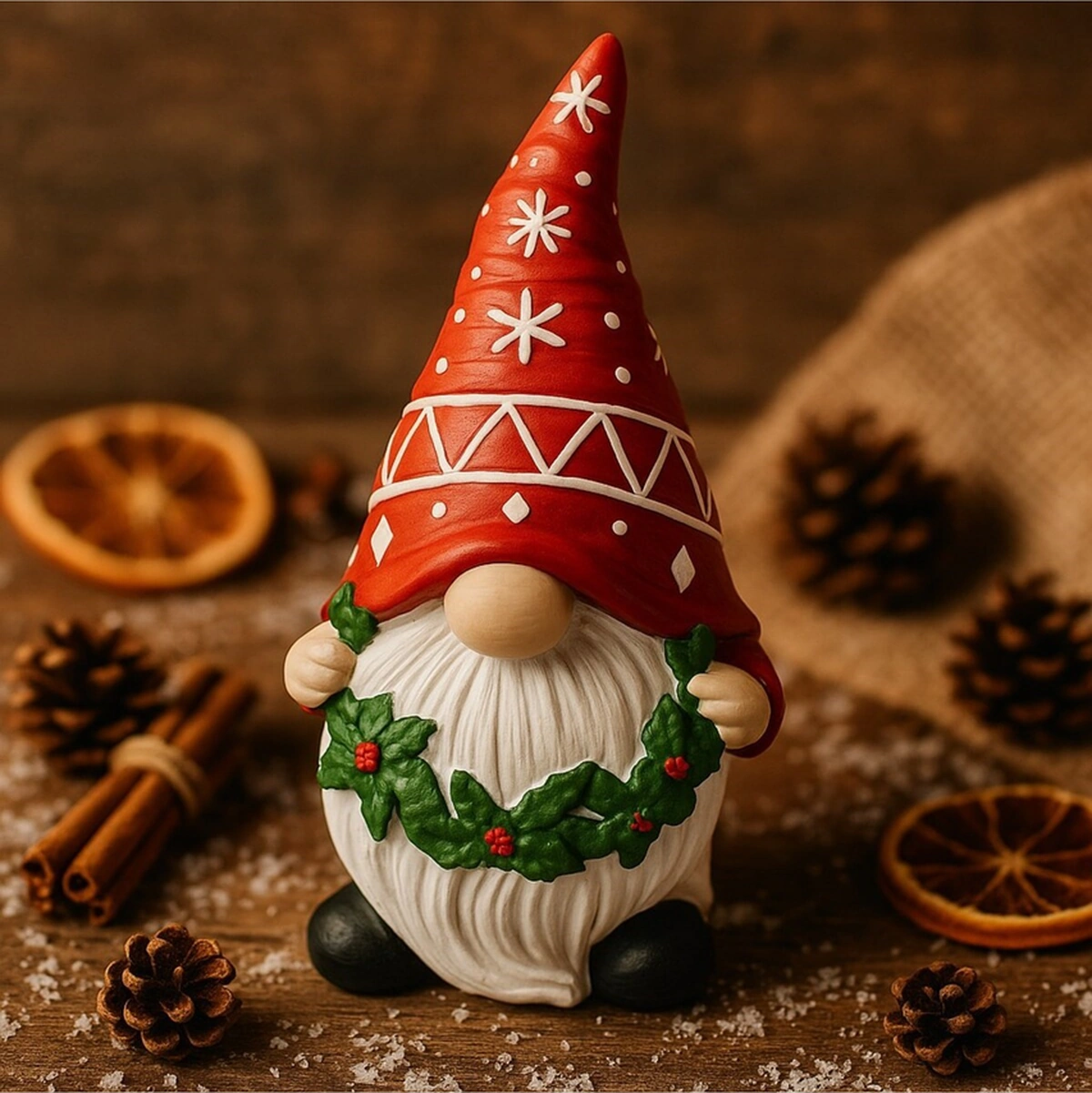 Sevimli Kırmızı Şapkalı Noel Cücesi Figürlü 2026 Yılbaşı Biblosu Objesi Masa Raf Süs Hediyesi 21 Cm Çok Renkli