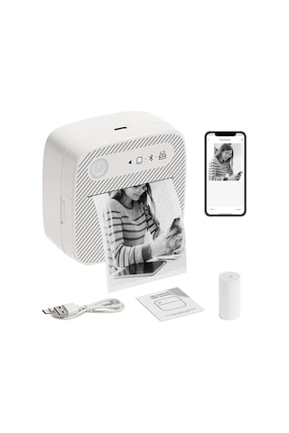 Skycity B3 Kiremit Desenli Mini Termal Yazıcı - Bluetooth, Kağıtsız, 200dpı, Etiket/fotoğraf/ödev Yazdırma, Öğrenci Ve Ev Kullanıma Uygun