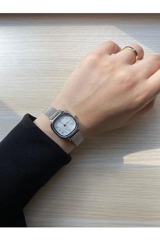 Kadın Kol Saati Gümüş Hasır Model Bb0054 Gri
