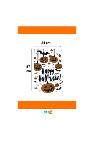 Halloween Temalı Balkabaklı Duvar Stickerı 24x57 Cm Çok Renkli