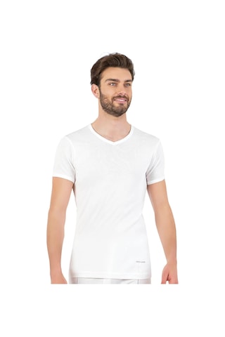 Pierre Cardin 442 Erkek %100 Pamuk Ribana V Yaka Yarım Kol Fanila-beyaz Beyaz