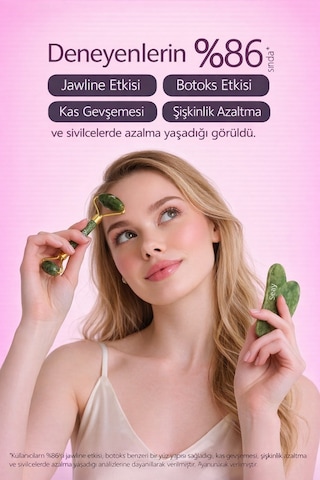 Orjinal Face Roller & Kalp Guasha Yüz Masaj Taşı Takımı Orjinal Kutulu