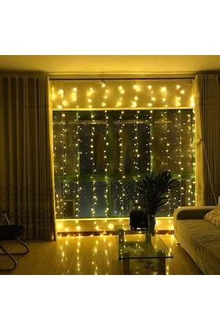 8 Fonksiyonlu 200 Led 10 Saçak Şerit Led 2x2 Perde İp Led Gün Işığı Bx40 Çok Renkli