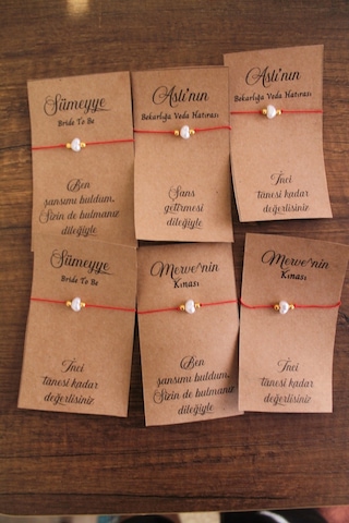 50 Adet İncili Kırmızı Şans Bilekliği - Kına Hediye - Kişiyeözel