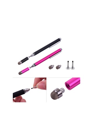 Singree Evrensel 2si 1 Arada Stylus Kalem Fiber Uçlu Disk Uçlu Hassas Dokunmatik Tüm Kapasitif Cihazlar Siyah Pembe 2li Paket