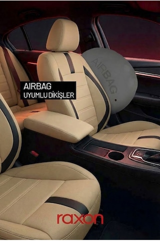 Neptun Plus Serisi Tay Tüyü Kumaş Oto Koltuk Kılıfı Tam Set Airbag Uyumlu Lüks Araç Koltuk Kılıfı Krem