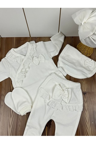 Zıpır Bebe 5li Kız Bebek Set Beyaz