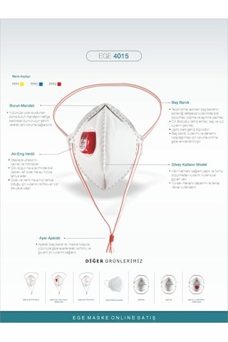 Ege 4015 V FFP3 NR N99 Ventinli Maske 10'Lu