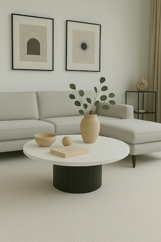 Modern Kalın Kenarlı 36 Mm Kalınlıklı Yuvarlak Orta Sehpa Çok Renkli