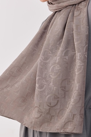 Mirsoy Scarf Daka Desen Parlak Jakar Şal - Gri Gri