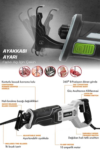 Assur ASR617 750W Tilki Kuyruğu Testere Beyaz