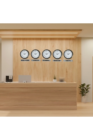 Retro World Time Series 36 Cm Metal Tabelalı Dünya Saati Çok Renkli