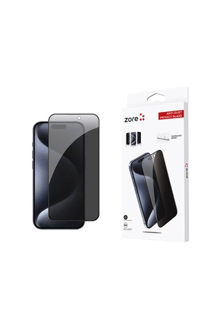 Apple Uyumlu iPhone 15 Pro Zore Anti-dust Privacy Temperli Ekran Koruyucu