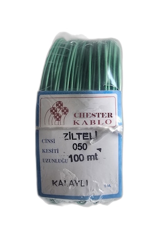 Tek Damarlı Kalaylı Tam Bakır Zil Teli Montaj Teli 0.50 Mm 100 Metre Yeşil Zil Kablosu