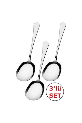 Servis Kaşığı Seti 3 Lü Paslanmaz Çelik Lüx Salata Börek Pasta