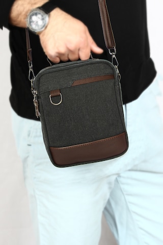 Bay Pablo C86 Antrasit Kanvas El Ve Omuz Çantası