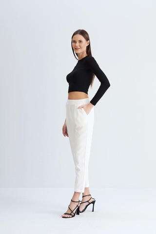 Sortie Collection Duble Paça Bel Lastikli Pantolon Ekru-ekru Ekru