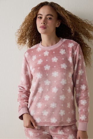 Penti Pembe Pretty Daisies Çiçekli Bisiklet Yaka Uzun Kollu Pijama Takımı Pembe