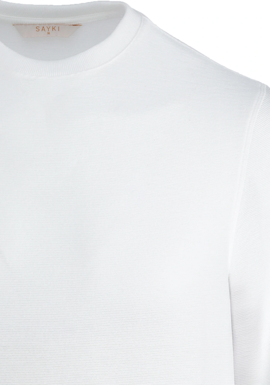 Hatemoğlu Beyaz Regular Fit Bisiklet Yaka Sweatshirt Beyaz