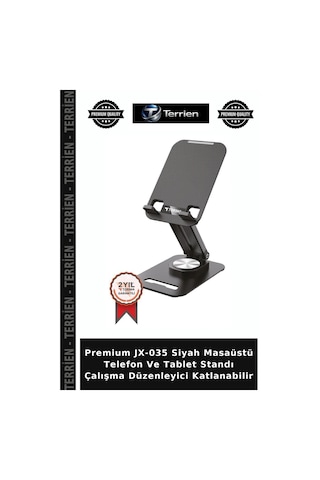 Premium Jx-035 Siyah Masaüstü Telefon Ve Tablet Standı Çalışma Düzenleyici Katlanabilir