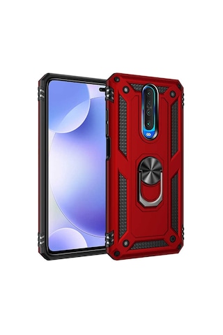 Xiaomi Poco X2 Kılıf Sert Silikon Yüzüklü Stand Özellikli Kapak