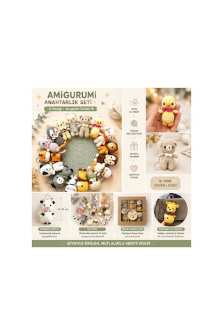 15'li Minik Amigurumi Hayvan Oyuncaklar 8cm El Örgüsüdür
