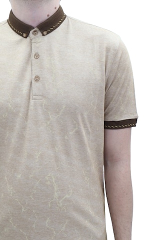 Santa Dmctekstil Erkek Kavis-113 Desenli Spor Kesim Rahat Kalıp Cepsiz Polo Yaka T-shirt Camel