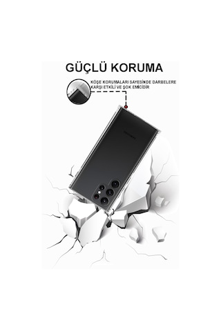 Samsung Galaxy Uyumlu S22 Ultra Kılıf Kamera Korumalı Tıpalı Şeffaf Silikon Kapak