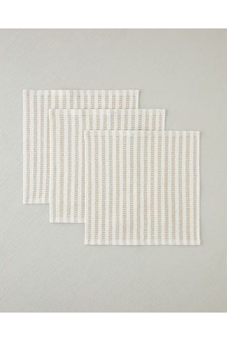 English Home Pure Plaid Pamuk Polyester 3'lü Kurulama Bezi 30x30 Cm Bej