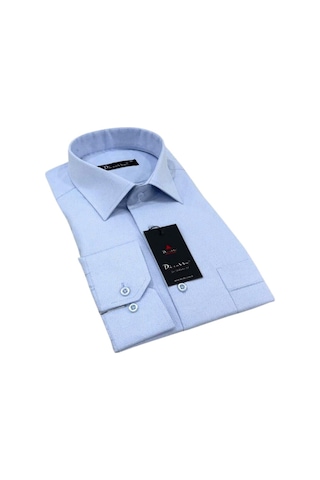 Mavi Armür Desenli Rahat Kesim Uzun Kol Erkek Gömlek Tek Cepli Klasik Regular Fit 001