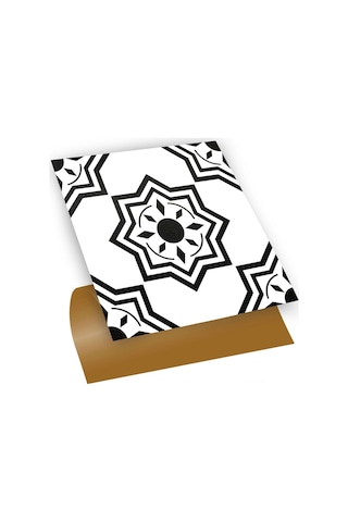 Tink Zemin Duvar Sticker Siyah Selçuklu Yıldızı Desenli 30x30 Cm 4 Adet 0,36 M²