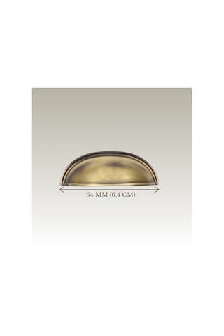 Tas Midye Çanak 64mm Antik Sarı Dolap Çekmece Vestiyer Mobilya Kulpu Metal Kulp 10 Adet Antik