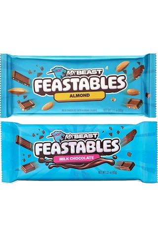 Feastables Mr Beast Bademli Ve Sütlü Çikolata 60 Gr X 2 Li Karma Paket