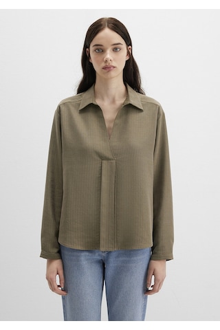 Mavi - Haki Tencel Karışımlı Bluz 1211423-87538 Yeşil