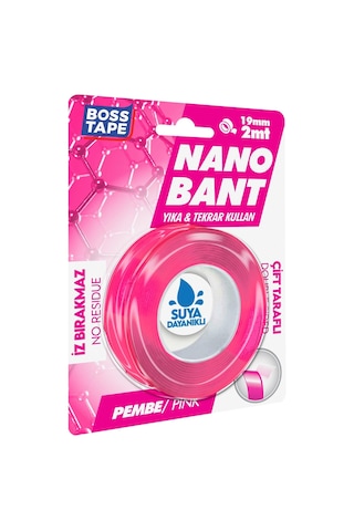 2 Metre Çok Güçlü Çift Taraflı Nano Bant Pembe