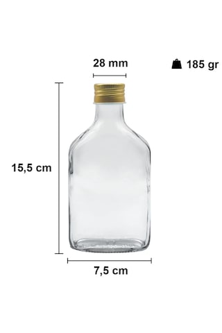 Rotanev 2 Adet Şeffaf Cold Brew Metal Gold Kapaklı Soğuk Kahve Yassı Cam Şişe 200 ml ve Çubuk Buz Kalıbı