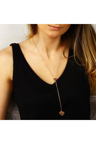 Kuyumcudukkani Gümüş Uzun Zincirli Bebek Ayakları Kolye-37164-r-w Rose Gold