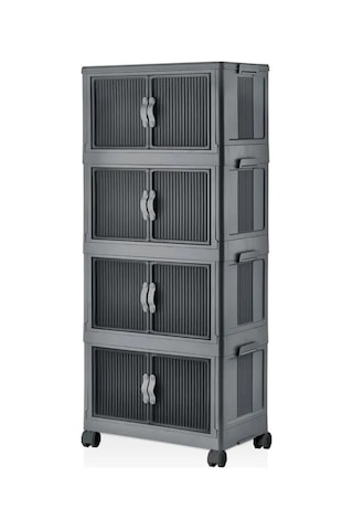 55 Lt Geniş Hacimli Organizer Dolap - 4 Bölmeli 127 Cm Çok Amaçlı Banyo Ve Mutfak Düzenleyici Siyah