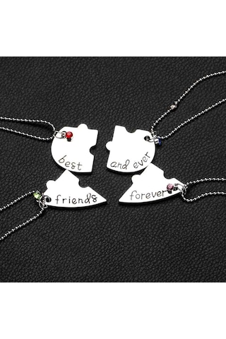 Karişikotto Bff En Iyi Arkadaş 4'Lü Kolye Best Friend Aksesuar Kolyesi Gümüş