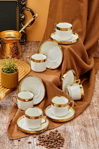Cooker 100 Ml 6'lı Altın Yaldızlı Porselen Çay Fincan Takımı Diğer
