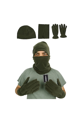 Kordak Polar Bere Boyunluk Eldiven Seti 3'lü Yeşil