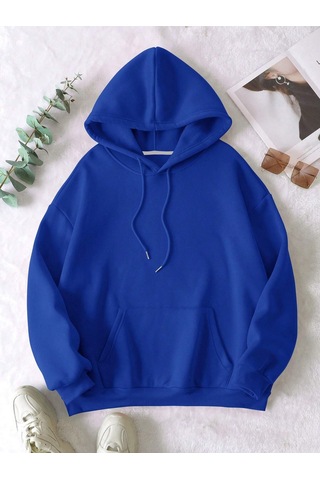 Startmore Mavi Unisex Erkek/kadın Justdoıt Renkli Özel Baskılı Oversize Kapüşonlu
