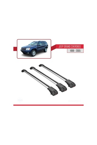 Jeep Grand Cherokee 1999-2005 Arası İle Uyumlu Ace-1 Ara Atkı Tavan Barı Gri 3 Adet Bar