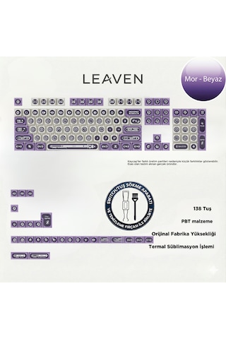Mekanik Klavye Keycap -136 Tuşlu Mor - Beyaz Opal Tuş Takımı