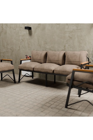 Mb Garden Furnıture Simetri Model, Balkon, Bahçe, Cafe, Metal Koltuk Takımı, Bahçe Takımı , Çay Seti, 3 1 1 Cappuccino