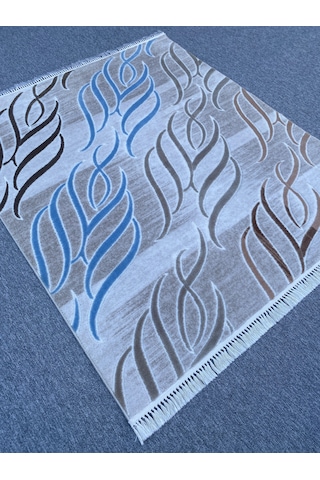 Mavi Vizon Gül Kurusu Kesme Halı 150x175 Saçaklı Akrilik Halı