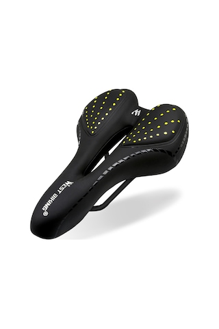 Bisiklet Sele Nefes Alabilir Pu Deri Boş Yastık Rahat Yol Mtb Bisiklet Sele Gel + Poliüretan Şok Emici Yeşil