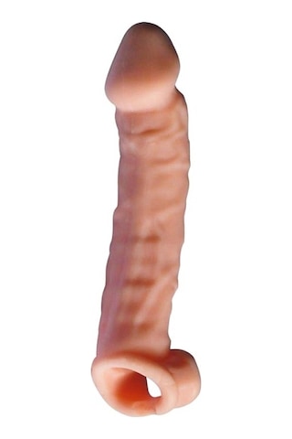 Erofoni Ucu 8 Cm Dolgulu Süper Realistik 20 CM Uzatmalı Penis Kılıfı