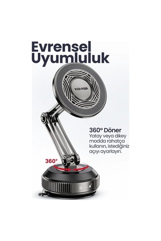 Ven-dens Vd-hd072 Manyetik Telefon Tutucu, Araç Konsolu Ve Masaüstü Kullanım, 360 Döner, Siyah