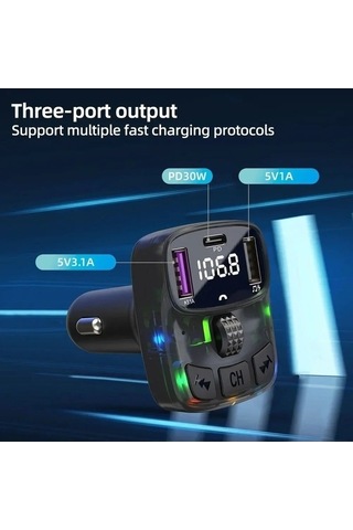 Moly Çok Güçlü Xiaoguang Araç Şarj Cihazı Bluetooth 5.3 Fm Verici